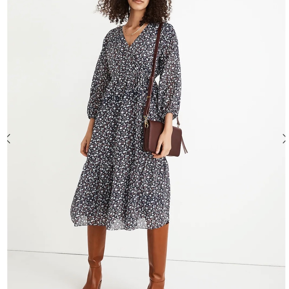 Madewell Tie-Waist Midi Dress in Harvest Vine
